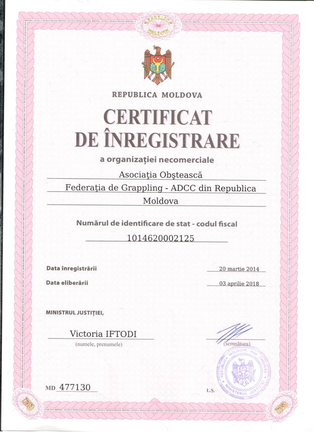 Certificat de înregistrare Nr. 477130 din 03 aprilie 2018