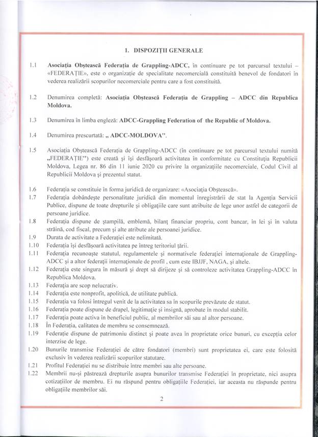 Statutul Federației de Grappling-ADCC din Republica Moldova